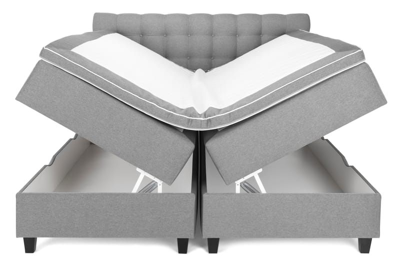 OAKHAM Sängpaket 160x200 cm Ljusgrå - Royal Box Sänggavel 160 cm - Möbler - Sovrum - Sängar - Sängar med förvaring