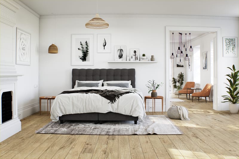 OAKHAM Sängpaket Säng med Förvaring 90x200 Mörkgrå - Möbler - Sovrum - Sängar - Komplett Sängpaket