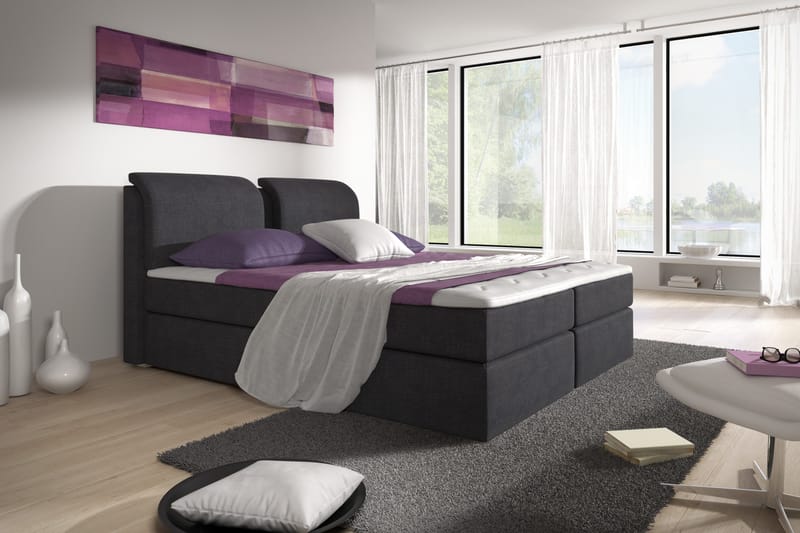 Owen Komplett Box Bed 160x200 Svart - Svart - Möbler - Sovrum - Sängar - Komplett Sängpaket