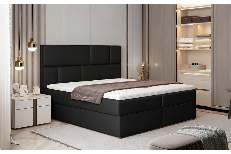 PERETOLA Sängpaket 160x200 cm Läder/Svart - Möbler - Sovrum - Sängar - Komplett Sängpaket