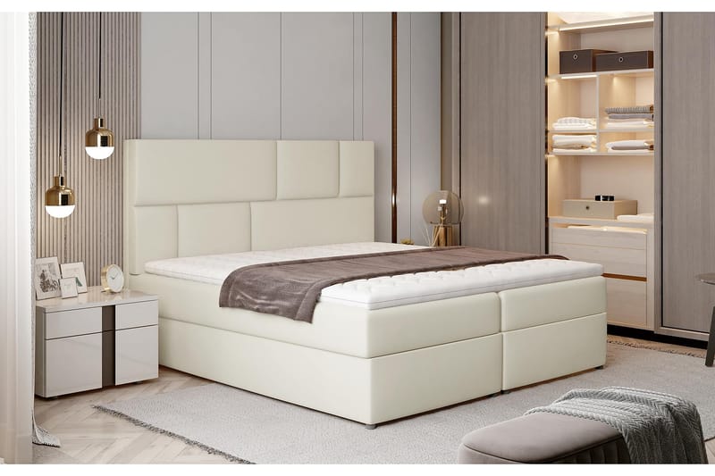 PERETOLA Sängpaket 180x200 cm Läder/Beige - Möbler - Sovrum - Sängar - Komplett Sängpaket