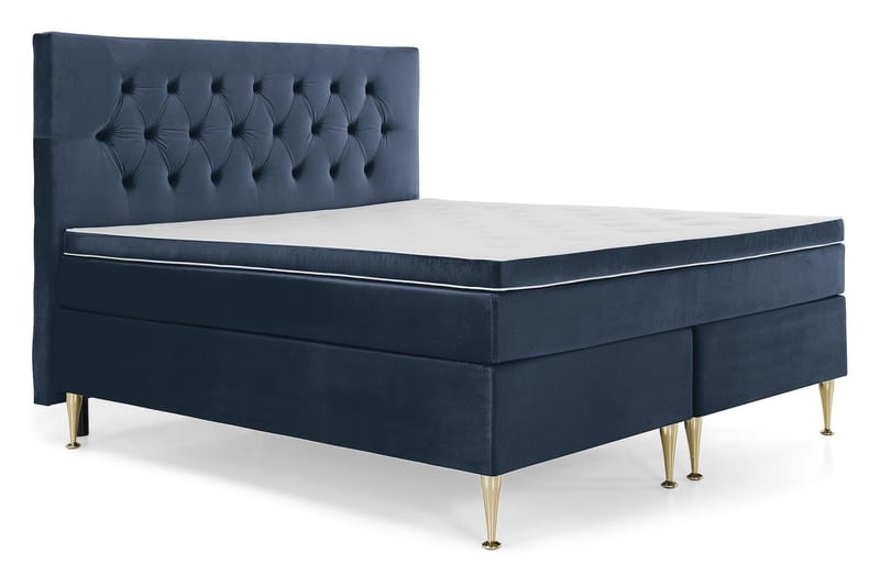 Royal Velvet Komplett Sängpaket 180x200 cm - Mörkblå med Höga Guldben - Möbler - Sovrum - Sängar - Kontinentalsängar