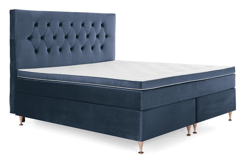 Royal Velvet Komplett Sängpaket 180x200 cm - Mörkblå med Låga Rosében - Möbler - Sovrum - Sängar - Kontinentalsängar