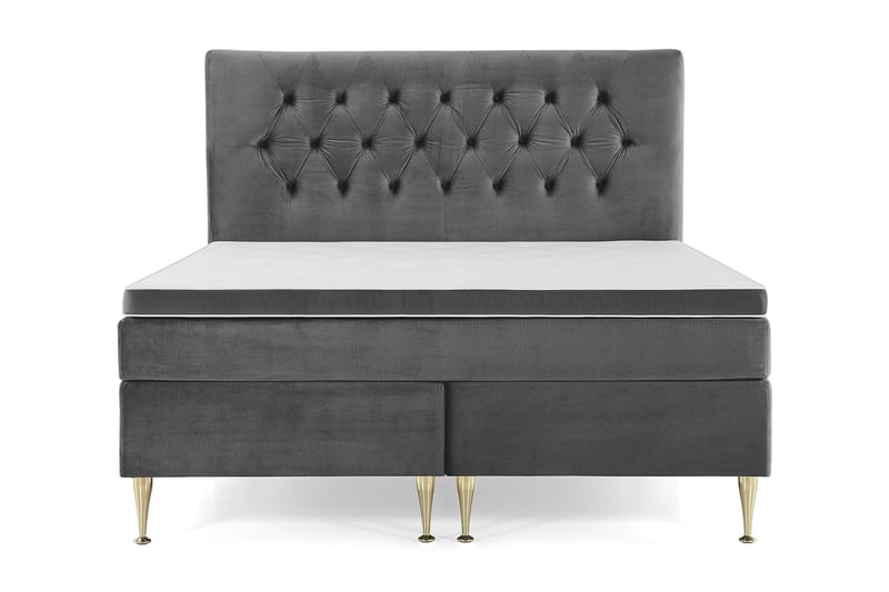 Royal Velvet Komplett Sängpaket 180x200 cm - Mörkgrå med Höga Guldben - Möbler - Sovrum - Sängar - Kontinentalsängar