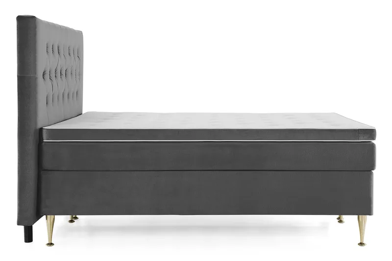 Royal Velvet Komplett Sängpaket 180x200 cm - Mörkgrå med Höga Guldben - Möbler - Sovrum - Sängar - Kontinentalsängar