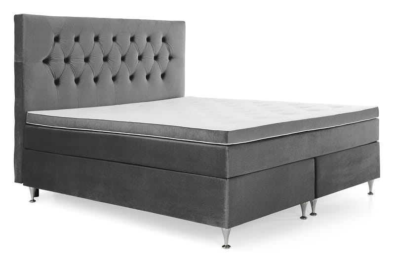 Royal Velvet Komplett Sängpaket 180x200 cm - Mörkgrå med Låga Silverben - Möbler - Sovrum - Sängar - Kontinentalsängar