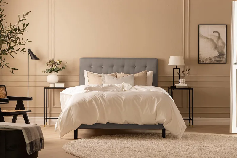 Scarlett Komplett Sängpaket 120x200 cm med skummadrass - Grå - Möbler - Sovrum - Sängar - Kontinentalsängar