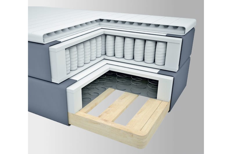 Select No 2 Komplett Sängpaket 160x200 - Ljusgrå/Svart - Möbler - Sovrum - Sängar - Kontinentalsängar