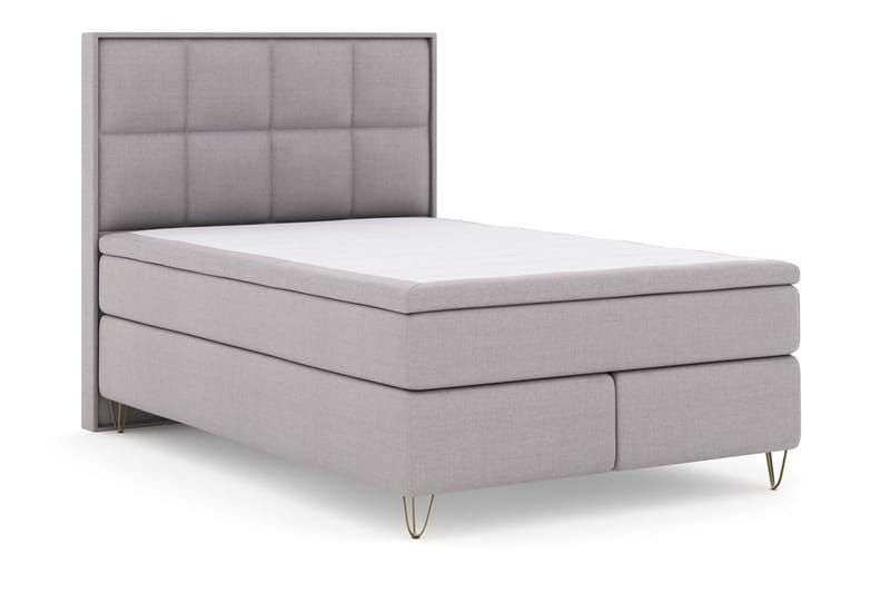 Select No 4 Komplett Sängpaket 140x200 Fast - Ljusgrå/Metall V-form - Möbler - Sovrum - Sängar - Kontinentalsängar