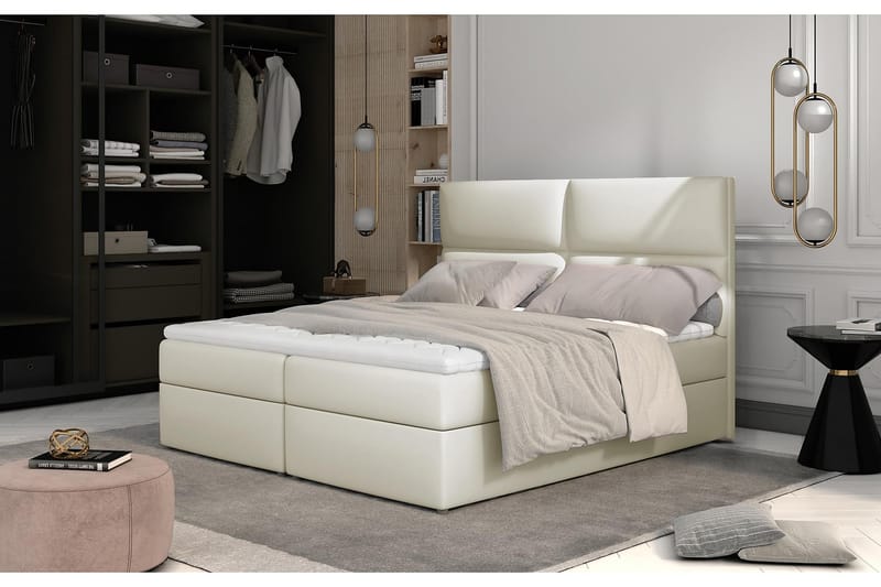 TAMBER Sängpaket 180x200 cm Läder/Beige - Möbler - Sovrum - Sängar - Komplett Sängpaket