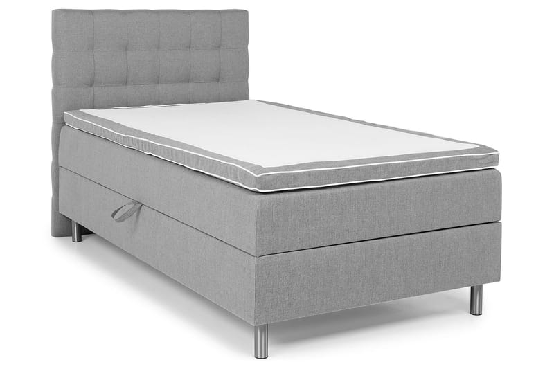 WEYBURN Förvaringssäng 140x200 Ljusgrå - Komplett Sängpaket - Sängar med förvaring