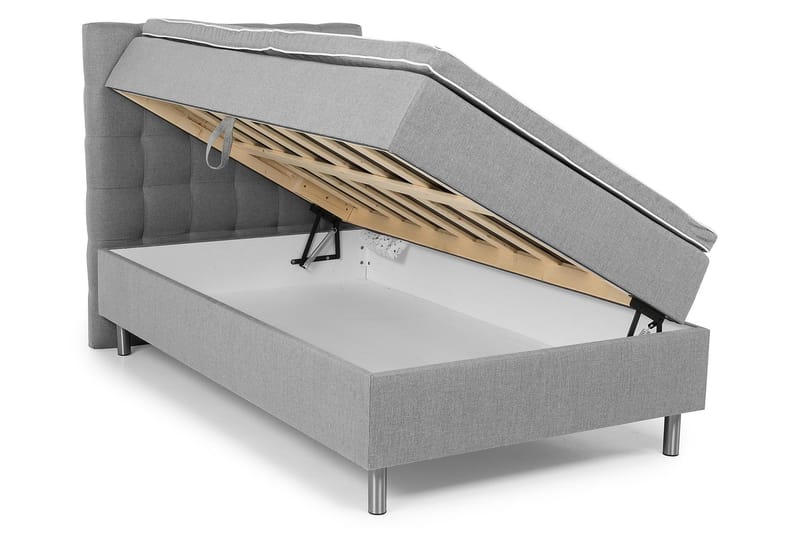 WEYBURN Förvaringssäng 140x200 Ljusgrå - Komplett Sängpaket - Sängar med förvaring