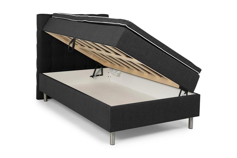 WEYBURN Förvaringssäng 140x200 Mörkgrå - Komplett Sängpaket - Sängar med förvaring
