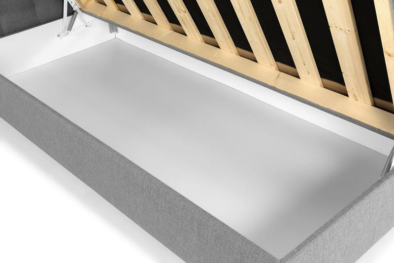 WEYBURN Förvaringssäng 160x200 Ljusgrå - Komplett Sängpaket - Sängar med förvaring