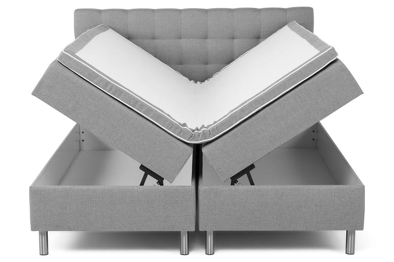WEYBURN Förvaringssäng 180x200 Ljusgrå - Komplett Sängpaket - Sängar med förvaring