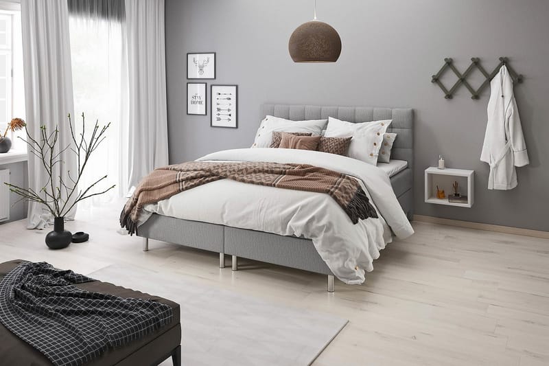 WEYBURN Förvaringssäng 180x200 Ljusgrå - Möbler - Sovrum - Sängar - Dubbelsängar