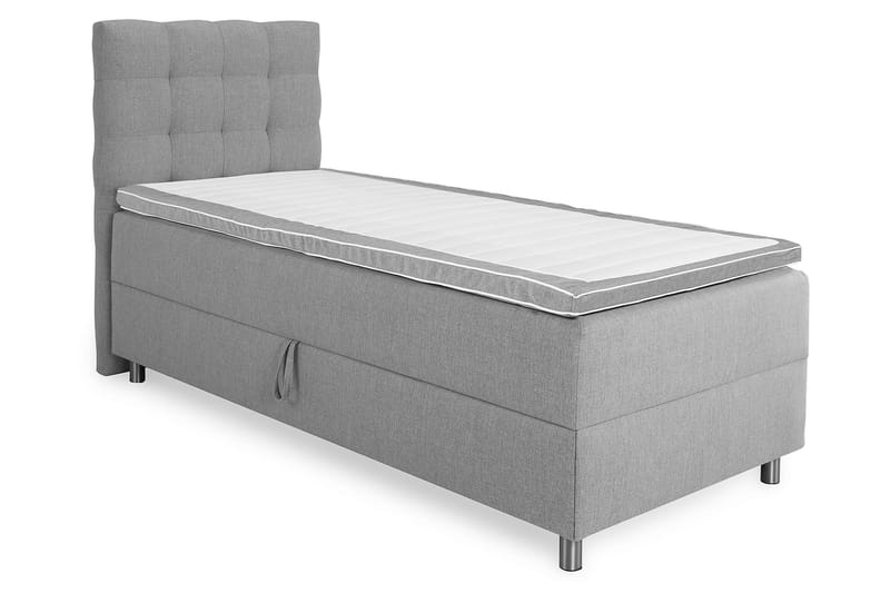 WEYBURN Förvaringssäng 90x200 Ljusgrå - Komplett Sängpaket - Sängar med förvaring