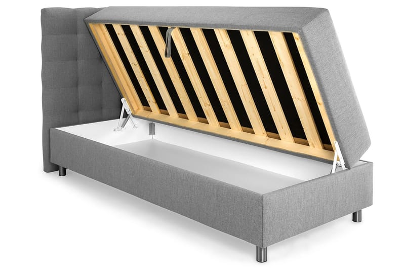 WEYBURN Förvaringssäng 90x200 Ljusgrå - Komplett Sängpaket - Sängar med förvaring