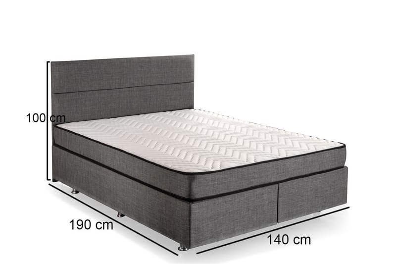 ZILARRA Kontinentalsäng 140x190 cm Grå - Möbler - Sovrum - Sängar - Komplett Sängpaket