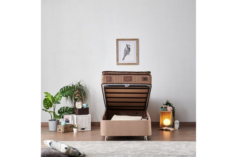 Adilen Kontinentalsäng 100x200 cm - Ljusbrun - Möbler - Sovrum - Sängar - Sängar med förvaring