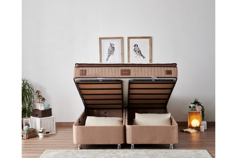 Adilen Kontinentalsäng 160x200 cm - Ljusbrun - Möbler - Sovrum - Sängar - Sängar med förvaring