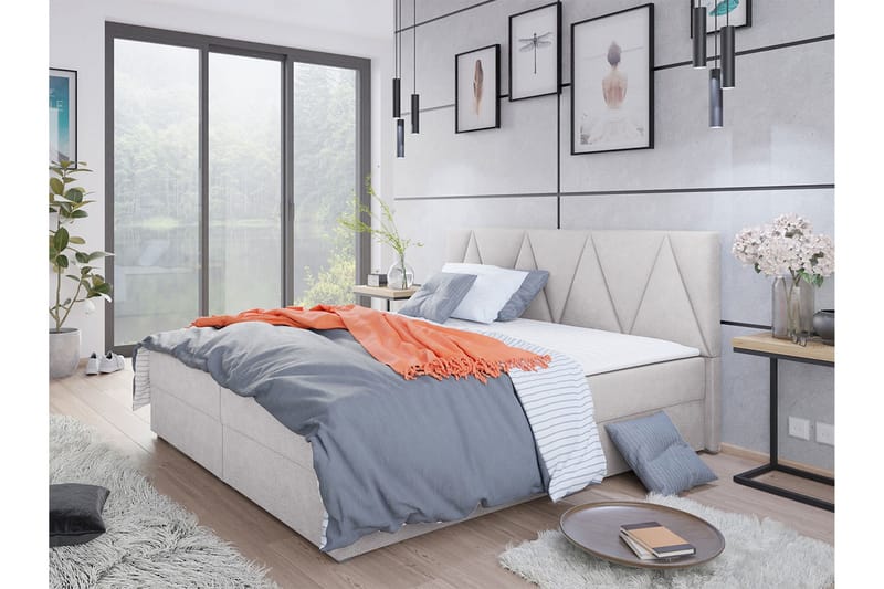 Alvito Kontinentalsäng 140x200 cm med Sänggavel - Ljusgrå - Möbler - Sovrum - Sängar - Kontinentalsängar