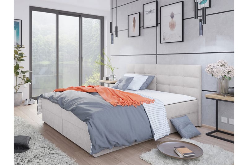 Alvito Kontinentalsäng 140x200 cm med Sänggavel - Ljusgrå - Möbler - Sovrum - Sängar - Kontinentalsängar