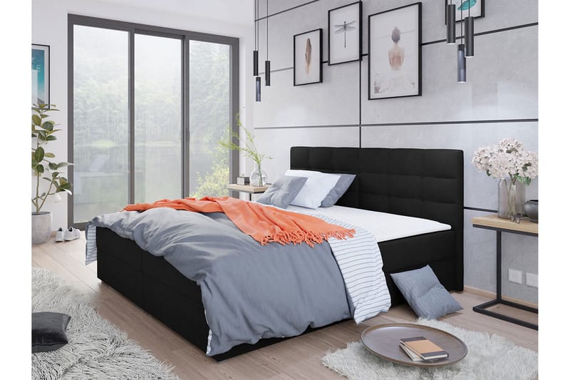 Alvito Kontinentalsäng 140x200 cm med Sänggavel - Svart - Möbler - Sovrum - Sängar - Kontinentalsängar