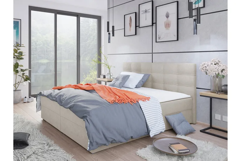 Alvito Kontinentalsäng 160x200 cm med Sänggavel - Beige - Möbler - Sovrum - Sängar - Kontinentalsängar