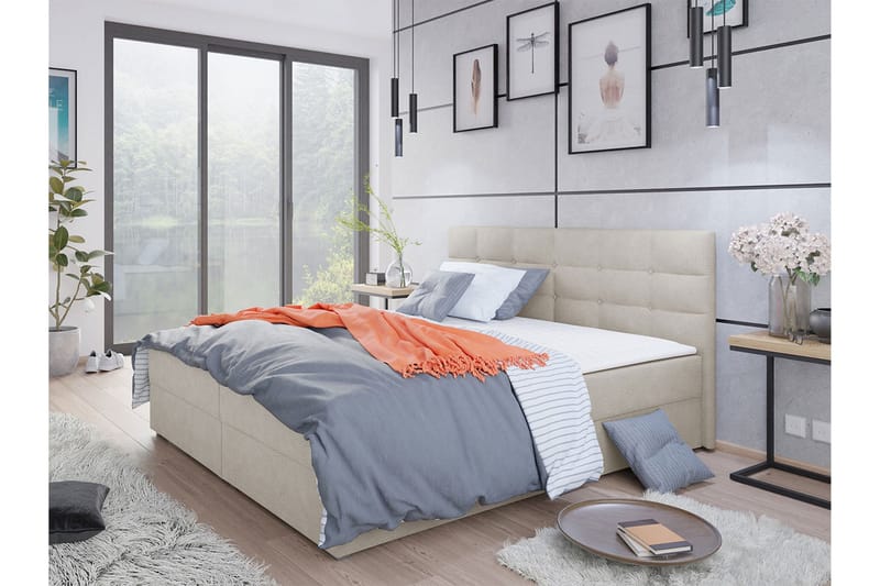 Alvito Kontinentalsäng 160x200 cm med Sänggavel - Beige - Möbler - Sovrum - Sängar - Kontinentalsängar
