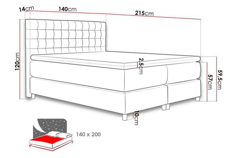 ASSEIM Kontinentalsäng 140x200 Ljusgrå - Ljusgrå - Möbler - Sovrum - Sängar - Kontinentalsängar