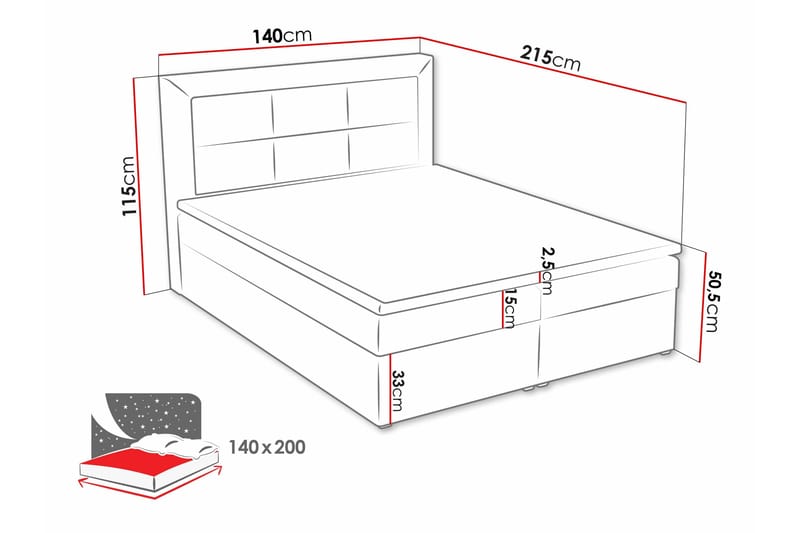 Axlunda Box Kontinentalsäng 140x215 cm LED-belysning - Beige - Möbler - Sovrum - Sängar - Kontinentalsängar