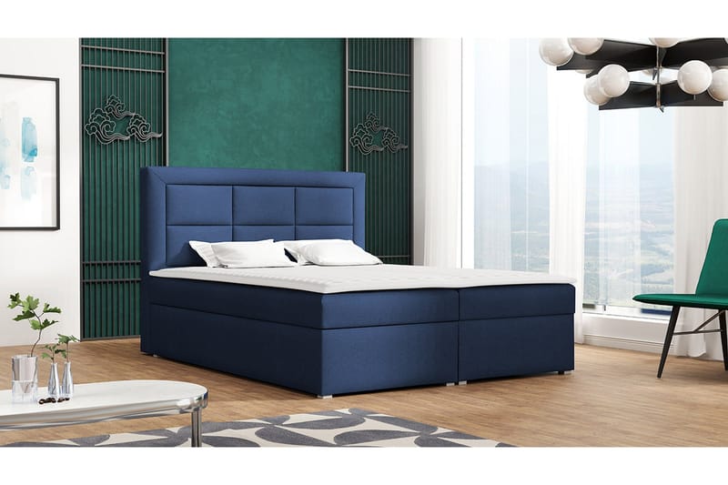 Axlunda Box Kontinentalsäng 160x215 cm LED-belysning - Blå - Möbler - Sovrum - Sängar - Kontinentalsängar