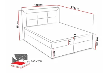 Axlunda Box Kontinentalsäng 160x215 cm LED-belysning - Svart - Möbler - Sovrum - Sängar - Kontinentalsängar