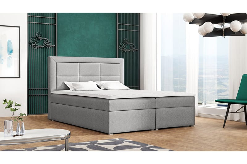 Axlunda Box Kontinentalsäng 180x215 cm LED-belysning - Grå - Möbler - Sovrum - Sängar - Kontinentalsängar