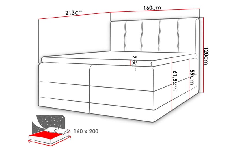 BAKKEMO Kontinentalsäng 160x200 Brun - Brun - Kontinentalsängar - Dubbelsängar