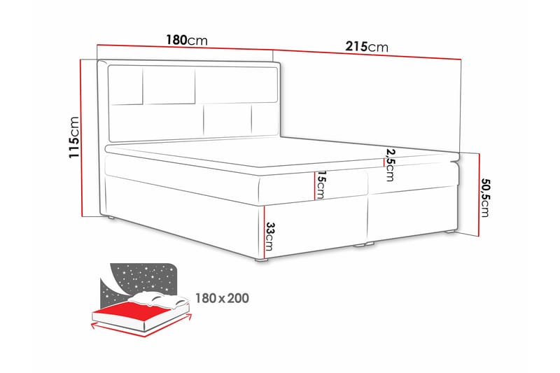 BLADEKULLA Kontinentalsäng 180x215 cm Beige/Grå - Beige - Möbler - Sovrum - Sängar - Kontinentalsängar