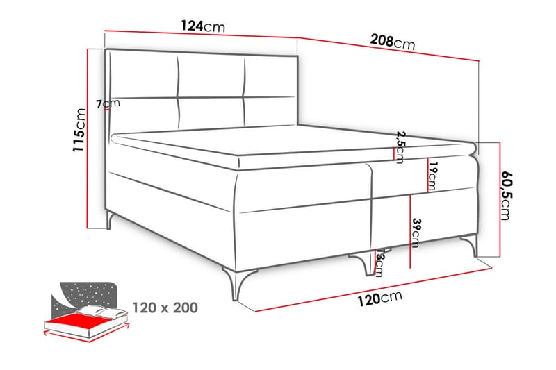 BODENNE Kontinentalsäng 120x200 cm - Grå - Kontinentalsängar