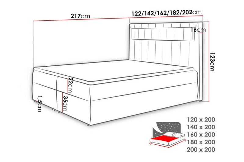 Boisdale Kontinentalsäng 160x200 cm Ljusgrå - Möbler - Sovrum - Sängar - Kontinentalsängar