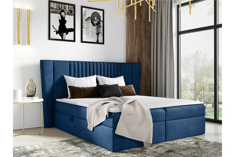 Boisdale Kontinentalsäng 160x200 cm Mörkblå - Möbler - Sovrum - Sängar - Kontinentalsängar