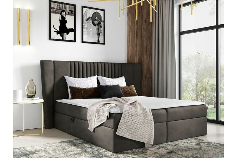 Boisdale Kontinentalsäng 160x200 cm Mörkbrun - Möbler - Sovrum - Sängar - Kontinentalsängar