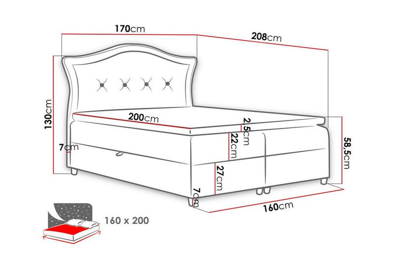 Boisdale Kontinentalsäng 160x200 cm Mörkgrå - Möbler - Sovrum - Sängar - Kontinentalsängar