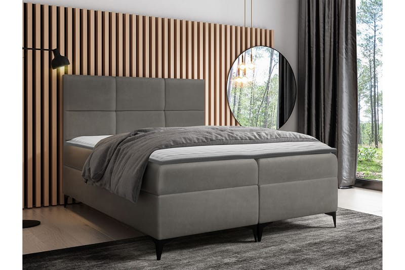 Boksta Kontinentalsäng 120x200 cm LED-belysning - Grå - Möbler - Sovrum - Sängar - Kontinentalsängar