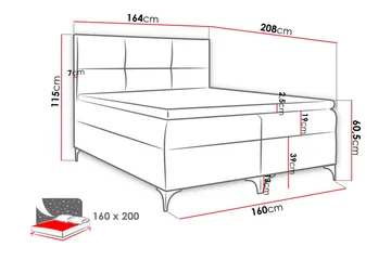 Boksta Kontinentalsäng 160x200 cm LED-belysning - Grå - Möbler - Sovrum - Sängar - Kontinentalsängar