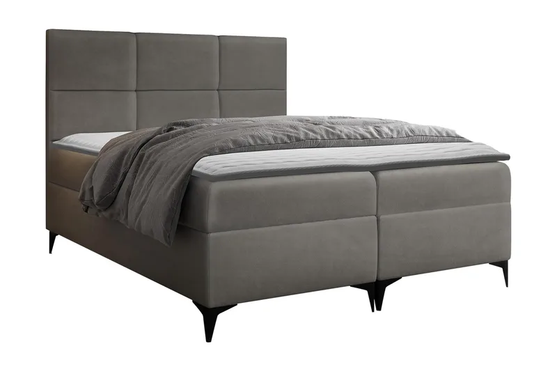 Boksta Kontinentalsäng 180x200 cm LED-belysning, Grå