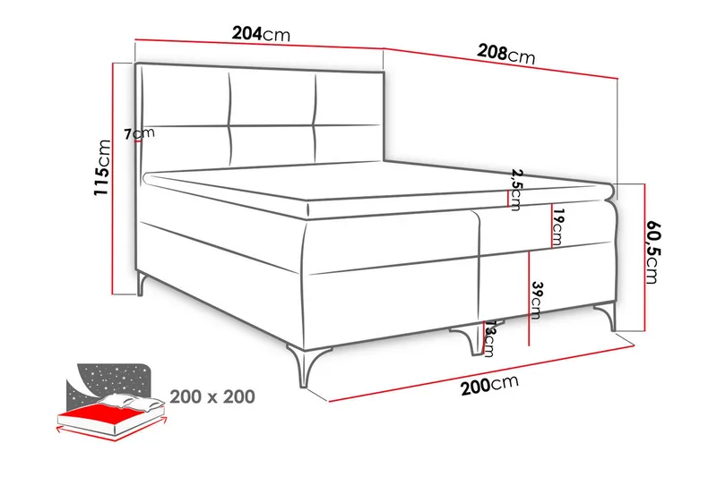 Boksta Kontinentalsäng 200x200 cm LED-belysning - Grå - Möbler - Sovrum - Sängar - Kontinentalsängar