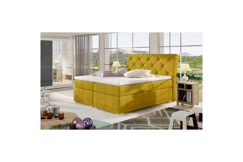Box Spring Eltap Balvin - 160x200 cm, Omega 68, Gul - Möbler - Sovrum - Sängar - Kontinentalsängar