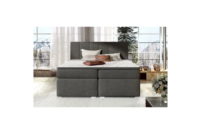Boxspring Eltap Bolero, Sawana 05, Mörkgrå, 160x200 cm