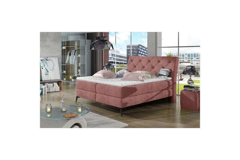 Boxspring Eltap Laos, Kronos 29, Rosa, 180x200 cm