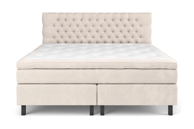 Celine Komplett sängpaket Kontinentalsäng 210x210 cm Fasthetsgrad Fast Skummadrass, Beige / Sammet